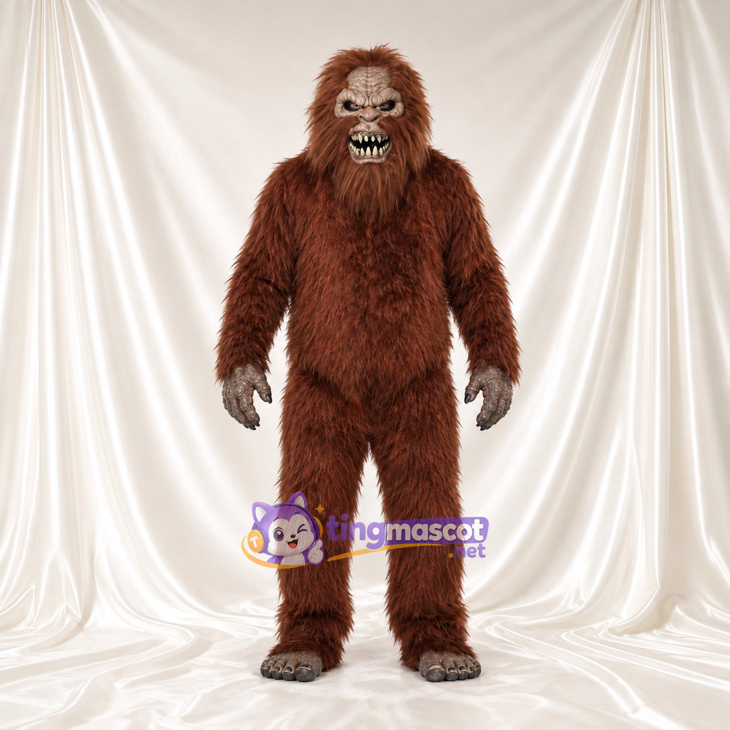 Costume de mascotte Bigfoot – marron – Fourrure (long) Costume de mascotte Bigfoot – marron – Fourrure (long)