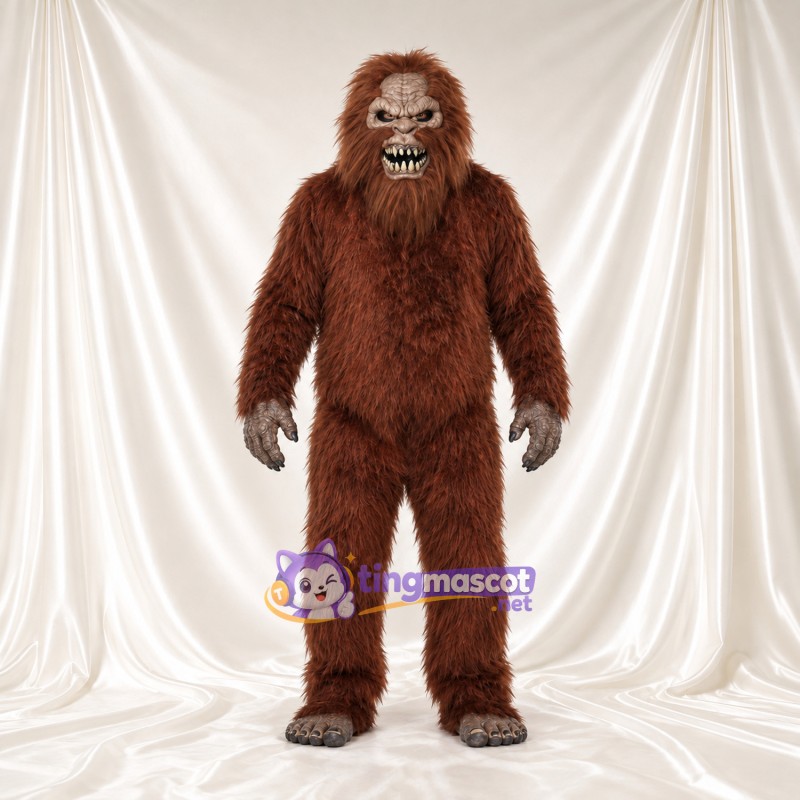 Costume de mascotte Bigfoot – marron – Fourrure (long) Costume de mascotte Bigfoot – marron – Fourrure (long)