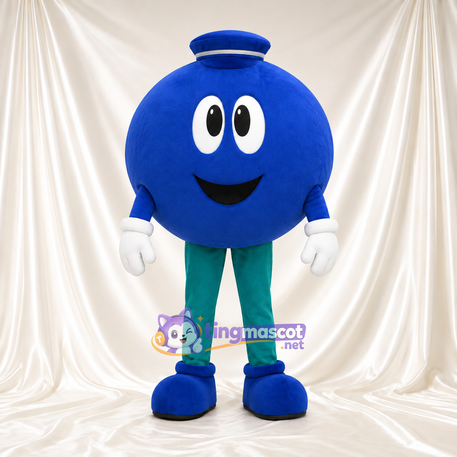 Costume de mascotte Personnage rond – bleu – Haut; Pantalon (bleu canard) Costume de mascotte Personnage rond – bleu – Haut; Pantalon (bleu canard)