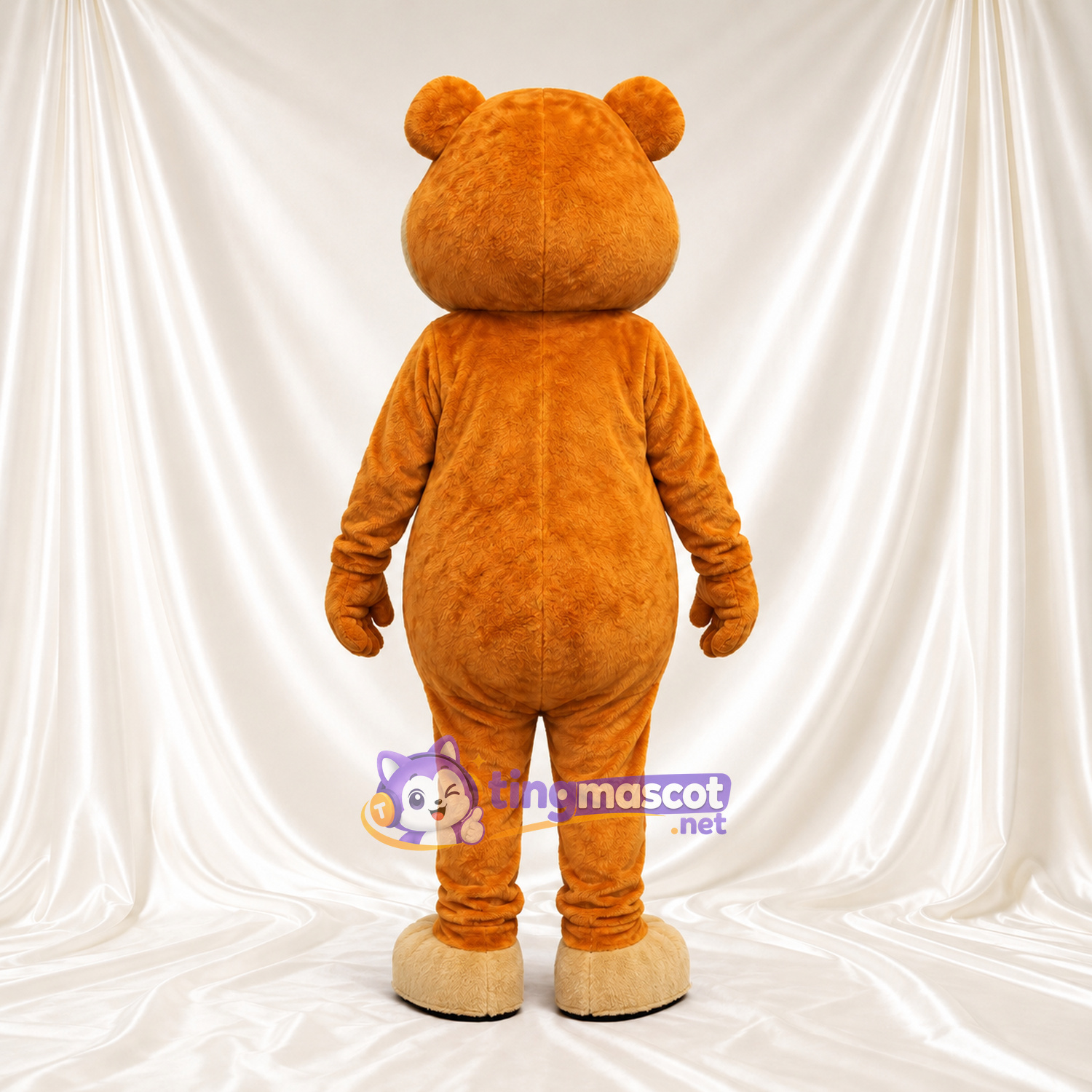 Golden Bear Mascot Costume - Tan Belly and Large Blue Eyes Golden Bear Mascot Costume - Tan Belly and Large Blue Eyes
