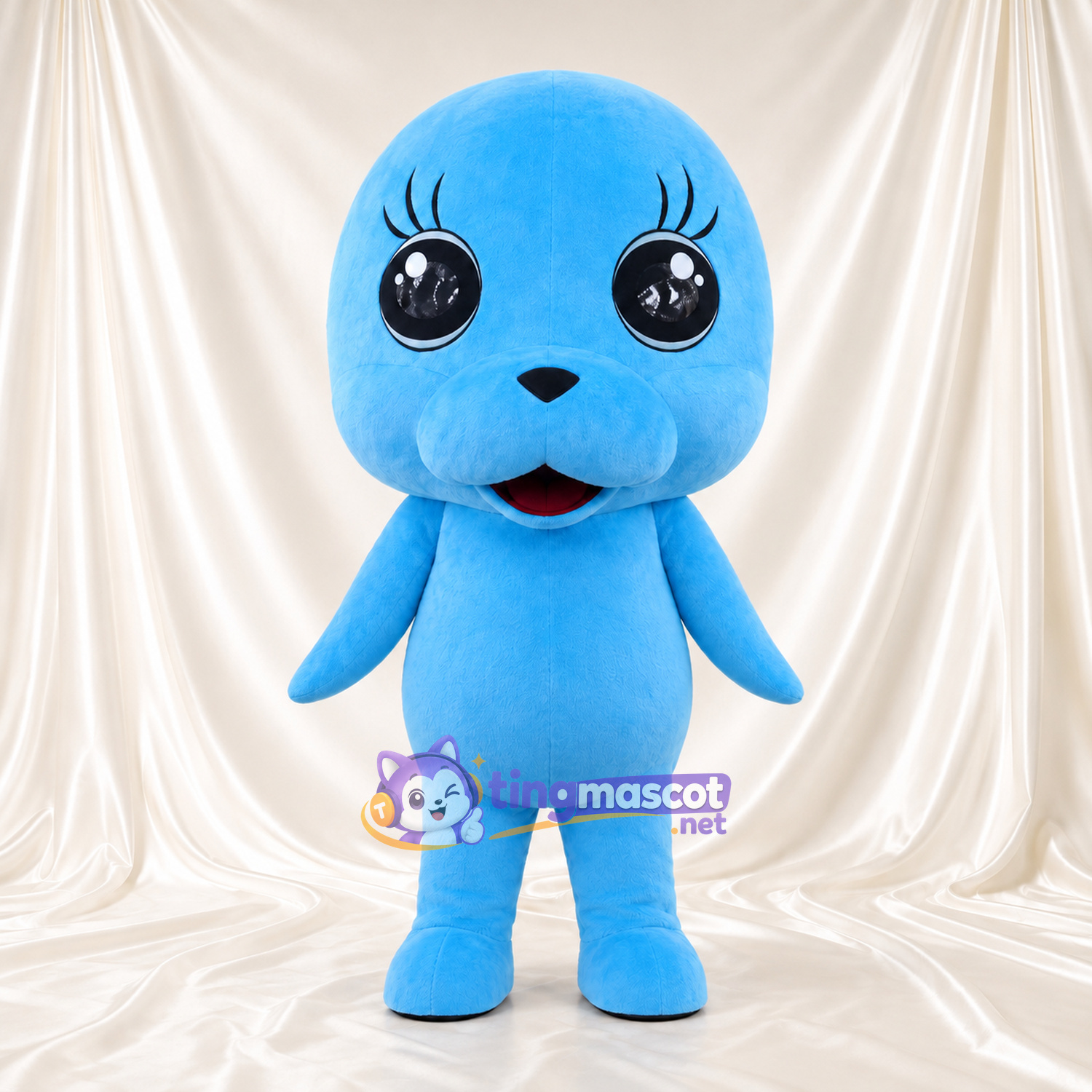Costume de mascotte Phoque – bleu – Yeux (grand, noir) Costume de mascotte Phoque – bleu – Yeux (grand, noir)