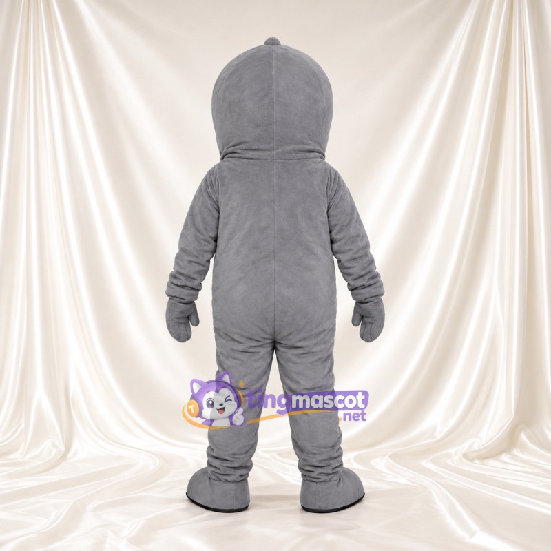Costume de mascotte Créature marine – gris – Ventre (blanc); Sourire (large) Costume de mascotte Créature marine – gris – Ventre (blanc); Sourire (large)