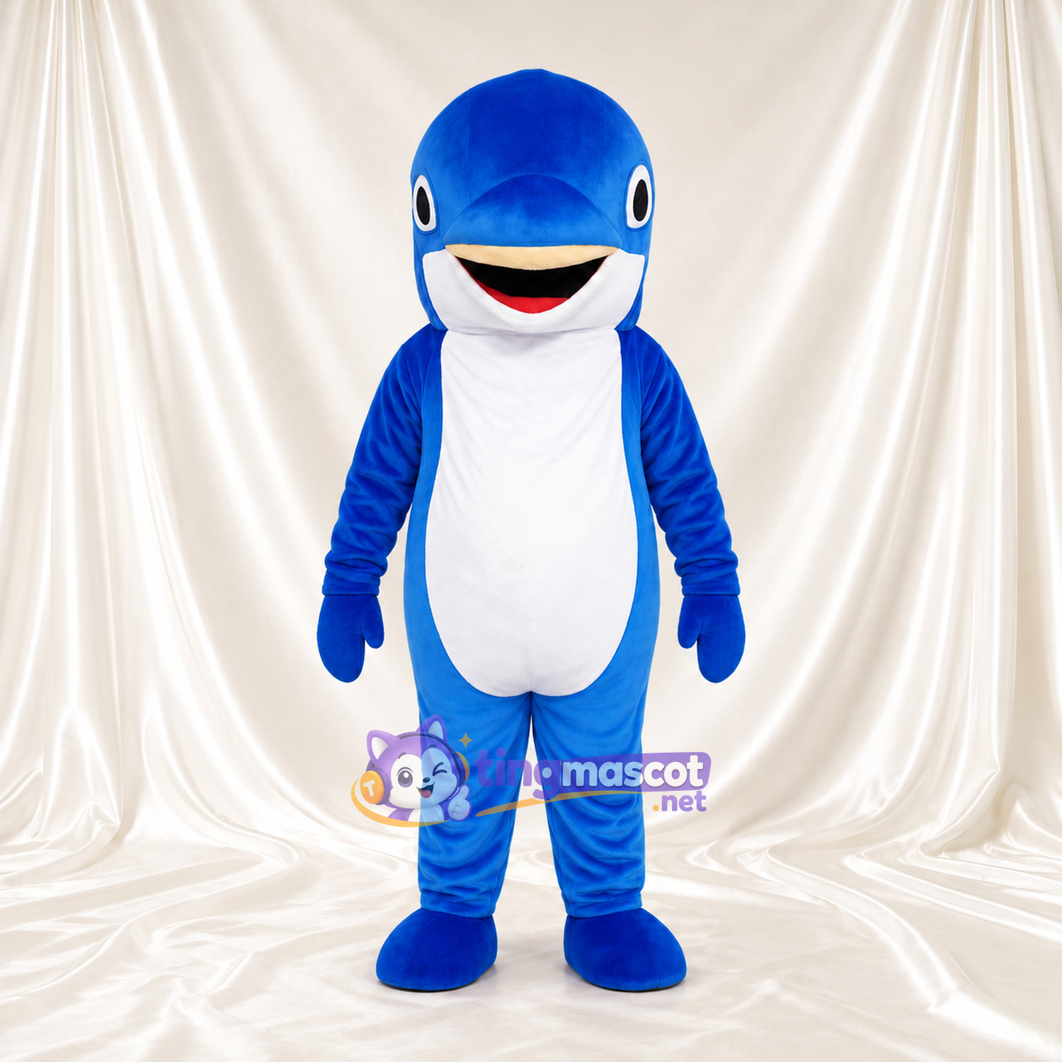 Costume de mascotte Créature marine – bleu – Ventre (blanc); Tête Costume de mascotte Créature marine – bleu – Ventre (blanc); Tête