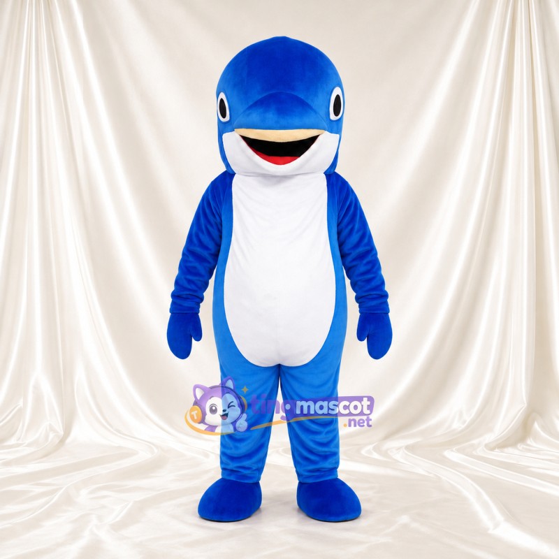 Costume de mascotte Créature marine – bleu – Ventre (blanc); Tête Costume de mascotte Créature marine – bleu – Ventre (blanc); Tête