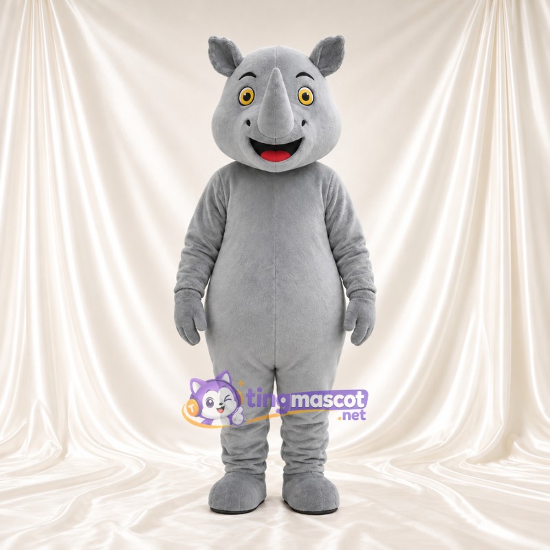 Costume de mascotte Rhinocéros – gris – Corne (petit); Yeux (jaune)