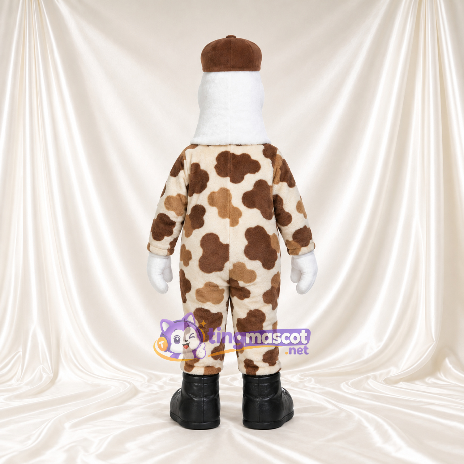 Chicken Character Mascot Costume - Brown Spotted Outfit and Cap Chicken Character Mascot Costume - Brown Spotted Outfit and Cap