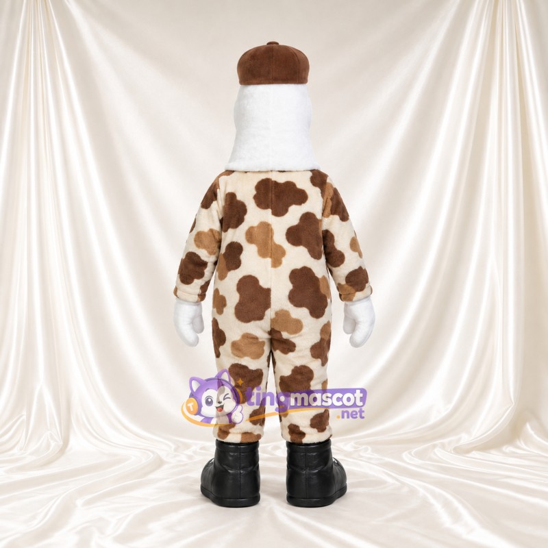 Chicken Character Mascot Costume - Brown Spotted Outfit and Cap Chicken Character Mascot Costume - Brown Spotted Outfit and Cap