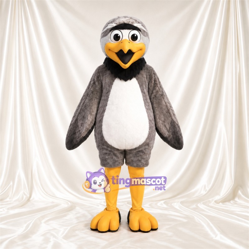 Maskottchenkostüm Adler – grau – Bauch (weiß); Beine (gelb) Maskottchenkostüm Adler – grau – Bauch (weiß); Beine (gelb)