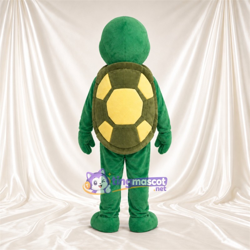 Green Turtle Mascot Costume - Yellow Segmented Belly and Smiling Face Green Turtle Mascot Costume - Yellow Segmented Belly and Smiling Face