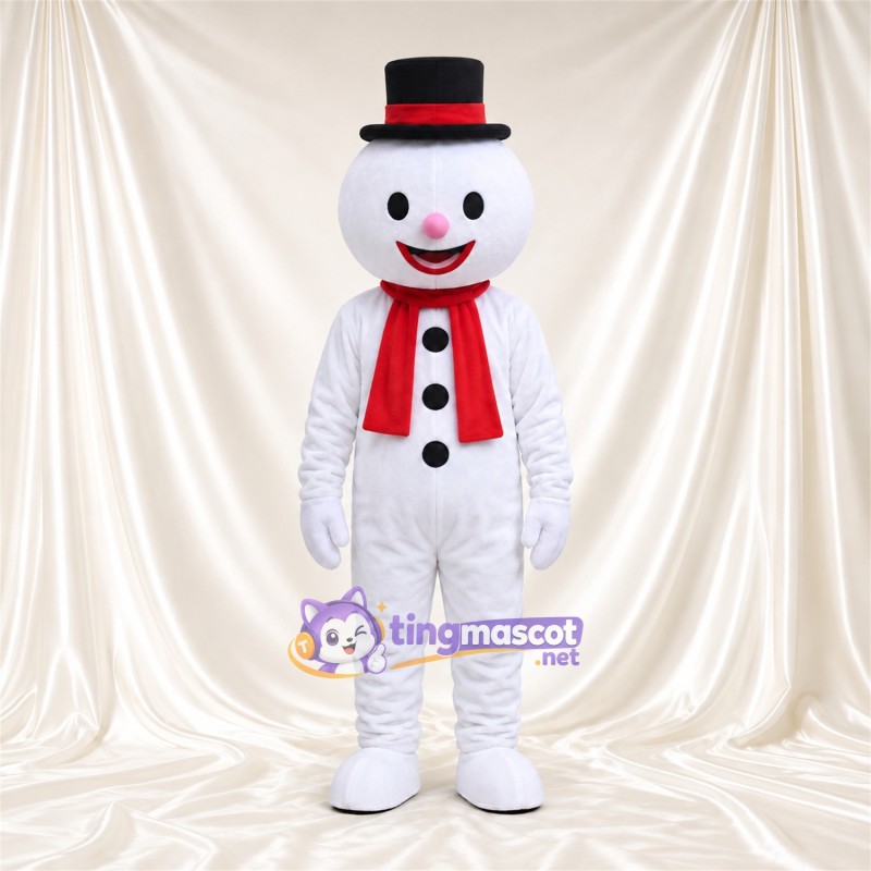 Costume de mascotte Bonhomme de neige – selon la photo – Chapeau (noir); Cou (rouge); Écharpe Costume de mascotte Bonhomme de neige – selon la photo – Chapeau (noir); Cou (rouge); Écharpe