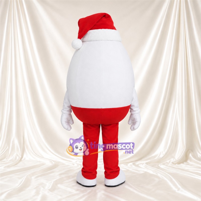 Maskottchenkostüm Ei – weiß – Weihnachtsmütze; Hose (rot) Maskottchenkostüm Ei – weiß – Weihnachtsmütze; Hose (rot)
