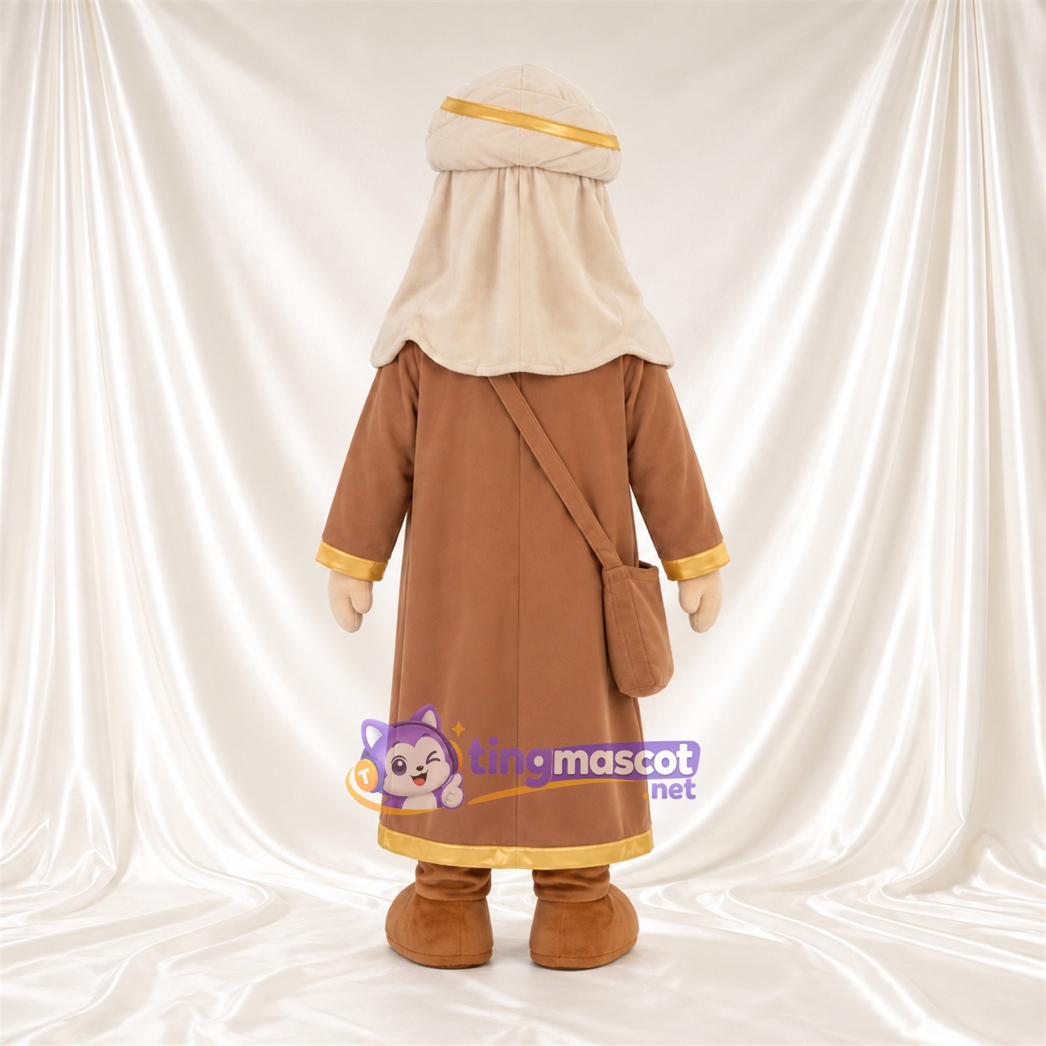 Maskottchenkostüm Bärtiger Reisender – wie abgebildet – Kopftuch (creme); Robe (braun) Maskottchenkostüm Bärtiger Reisender – wie abgebildet – Kopftuch (creme); Robe (braun)