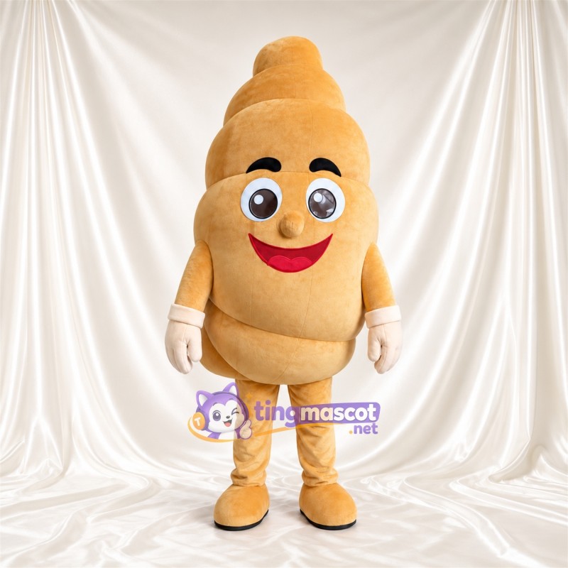 Maskottchenkostüm Croissant – goldfarben – Lächelndes Gesicht; Handschuhe (weiß) Maskottchenkostüm Croissant – goldfarben – Lächelndes Gesicht; Handschuhe (weiß)