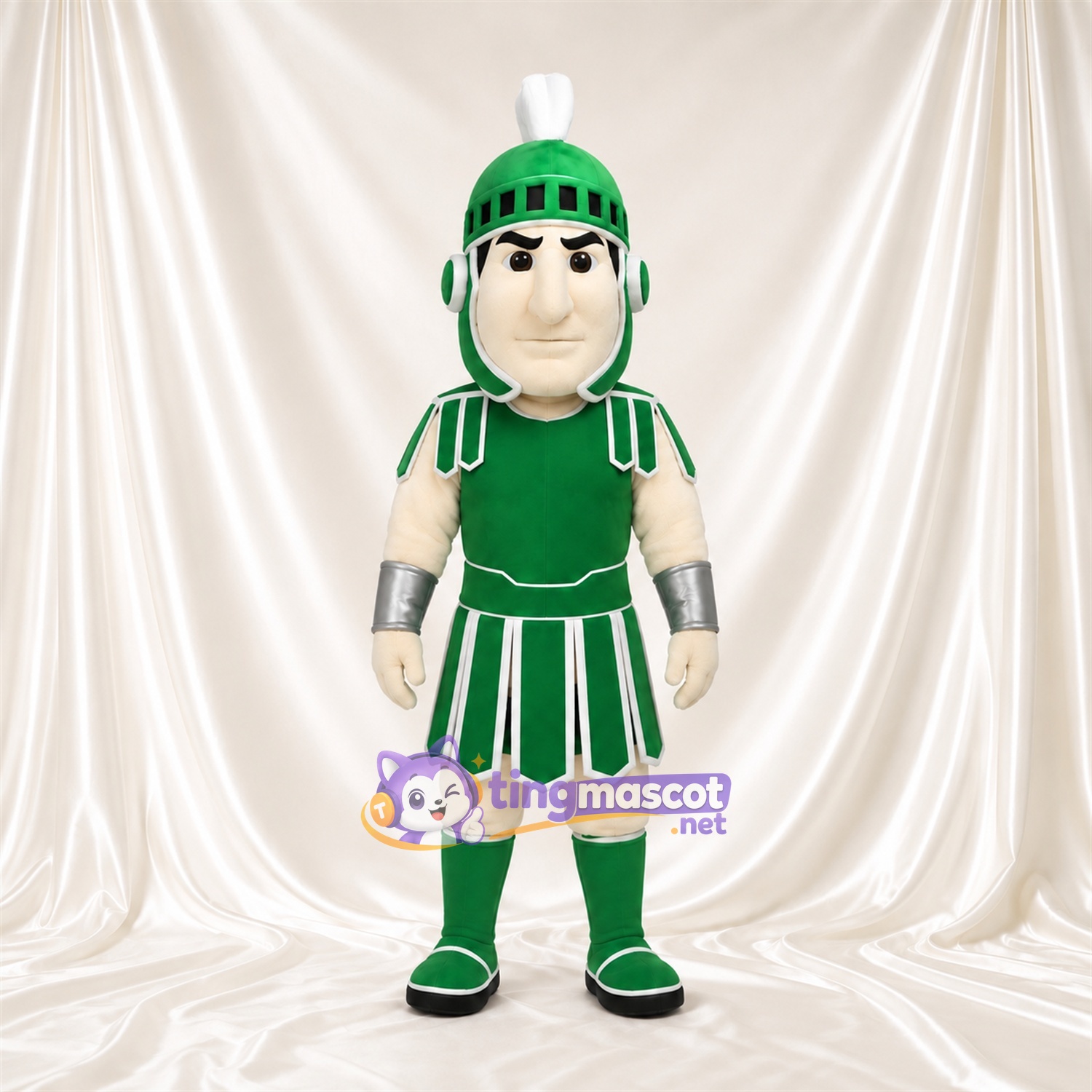 Roman Warrior Mascot Costume - Green Armor and Silver Cuffs Roman Warrior Mascot Costume - Green Armor and Silver Cuffs