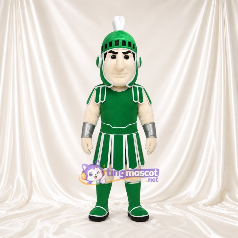 Roman Warrior Mascot Costume - Green Armor and Silver Cuffs Roman Warrior Mascot Costume - Green Armor and Silver Cuffs