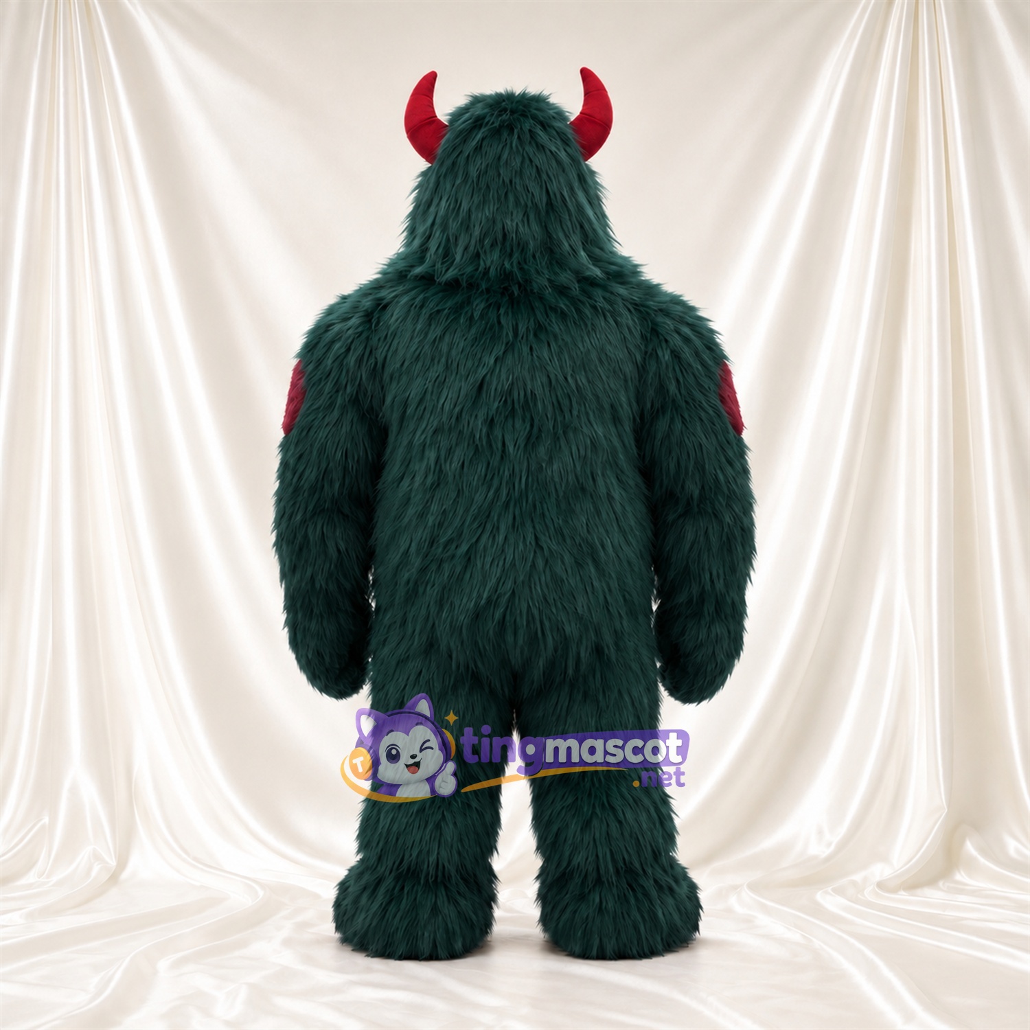 Maskottchenkostüm Monster – grün – Hörner (rot); Krallen (rot) Maskottchenkostüm Monster – grün – Hörner (rot); Krallen (rot)