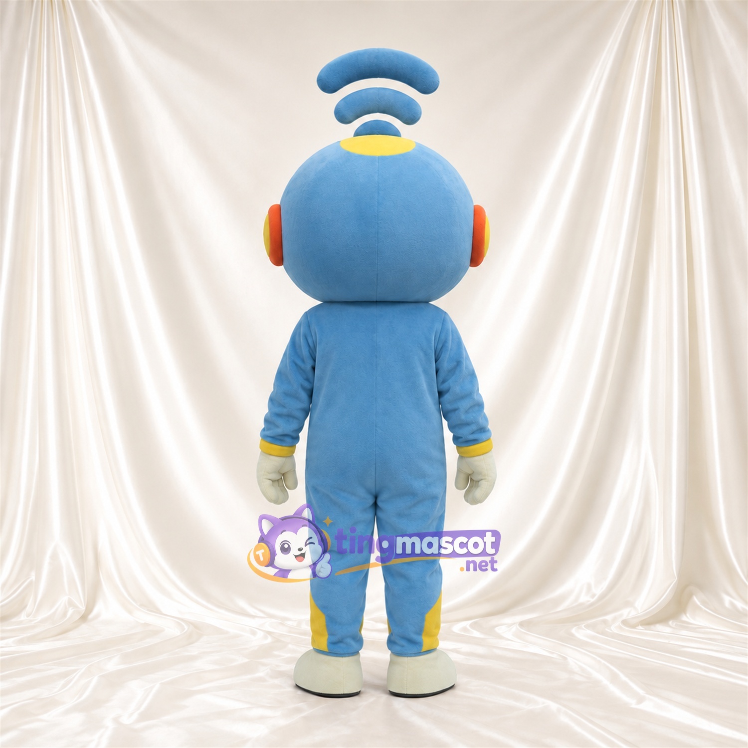 Blue Robot Character Mascot Costume - Wireless Signal Headpiece Blue Robot Character Mascot Costume - Wireless Signal Headpiece