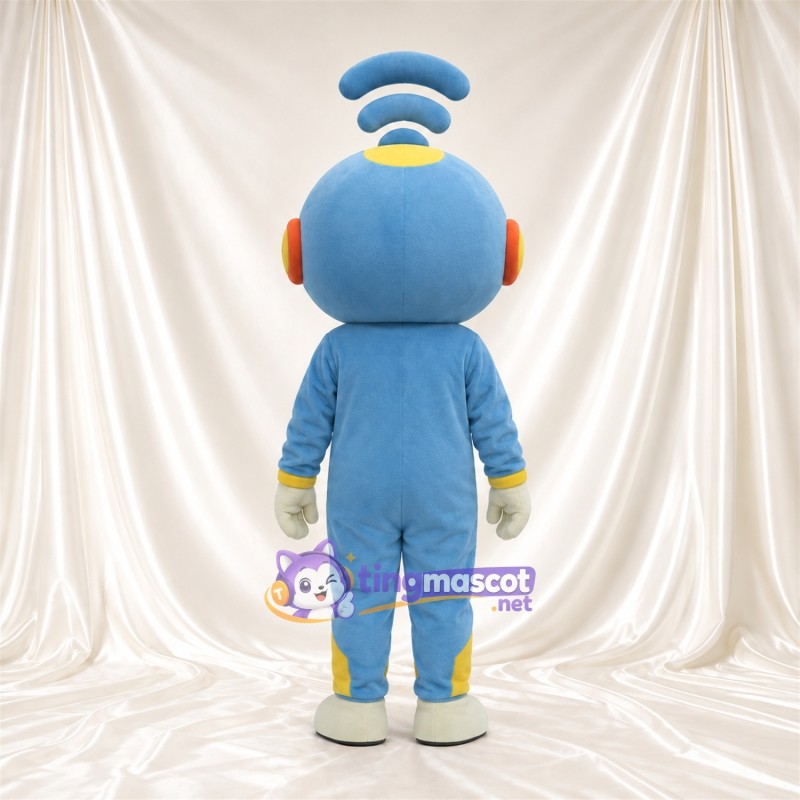 Blue Robot Character Mascot Costume - Wireless Signal Headpiece Blue Robot Character Mascot Costume - Wireless Signal Headpiece