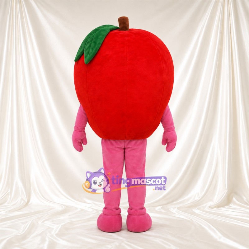 Apple Girl Mascot Costume - Red Fruit Hood and Pink Limbs Apple Girl Mascot Costume - Red Fruit Hood and Pink Limbs