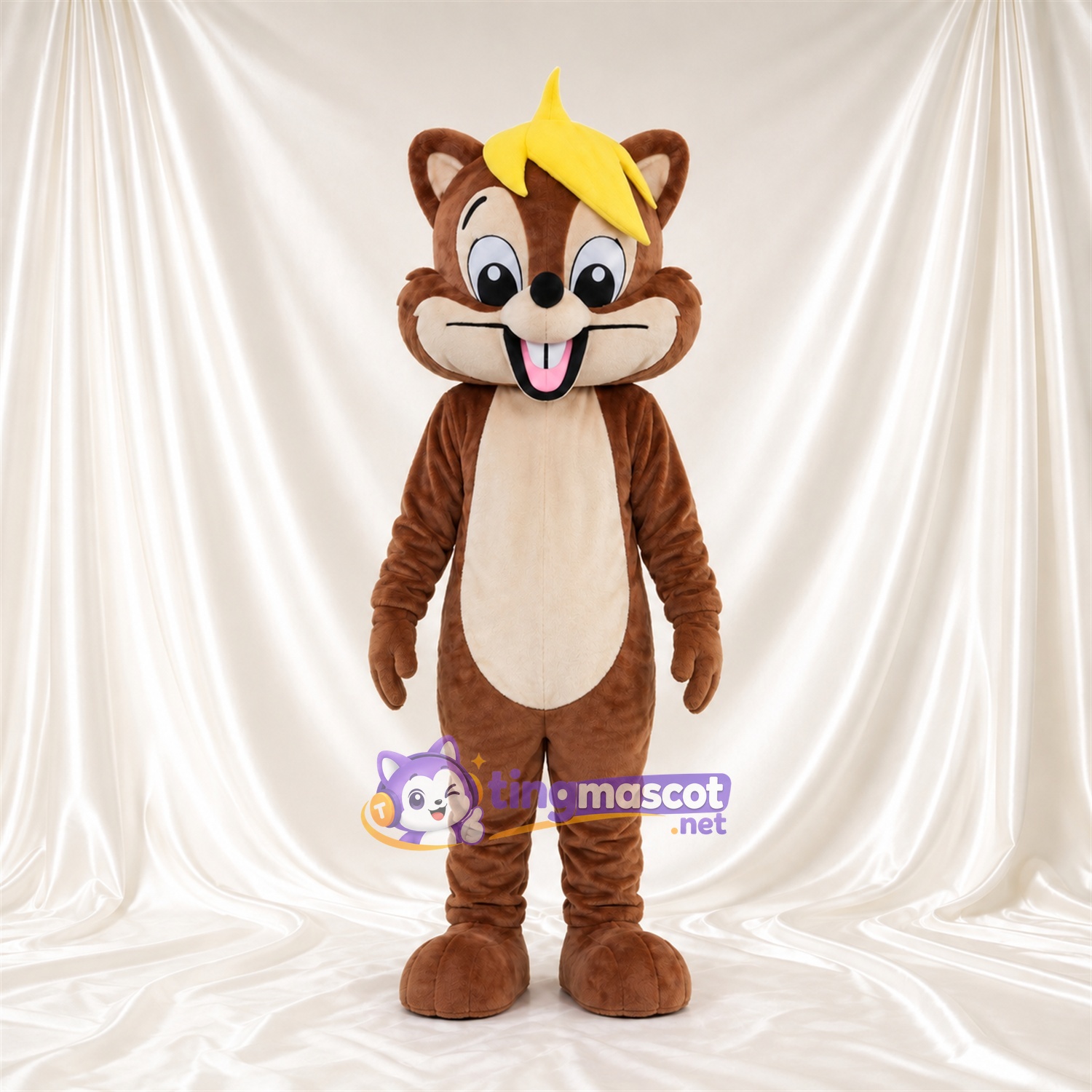 Brown Chipmunk Mascot Costume - Yellow Forelock and Cream Belly Brown Chipmunk Mascot Costume - Yellow Forelock and Cream Belly