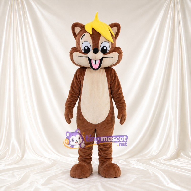 Brown Chipmunk Mascot Costume - Yellow Forelock and Cream Belly Brown Chipmunk Mascot Costume - Yellow Forelock and Cream Belly