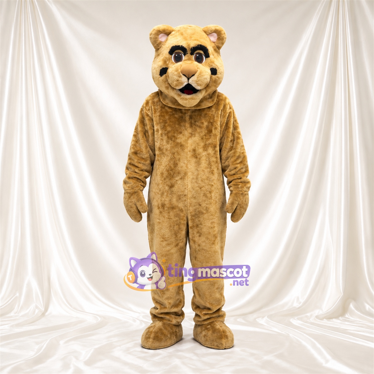 Golden Bear Mascot Costume - Dark Eye Patches and Cream Muzzle Golden Bear Mascot Costume - Dark Eye Patches and Cream Muzzle