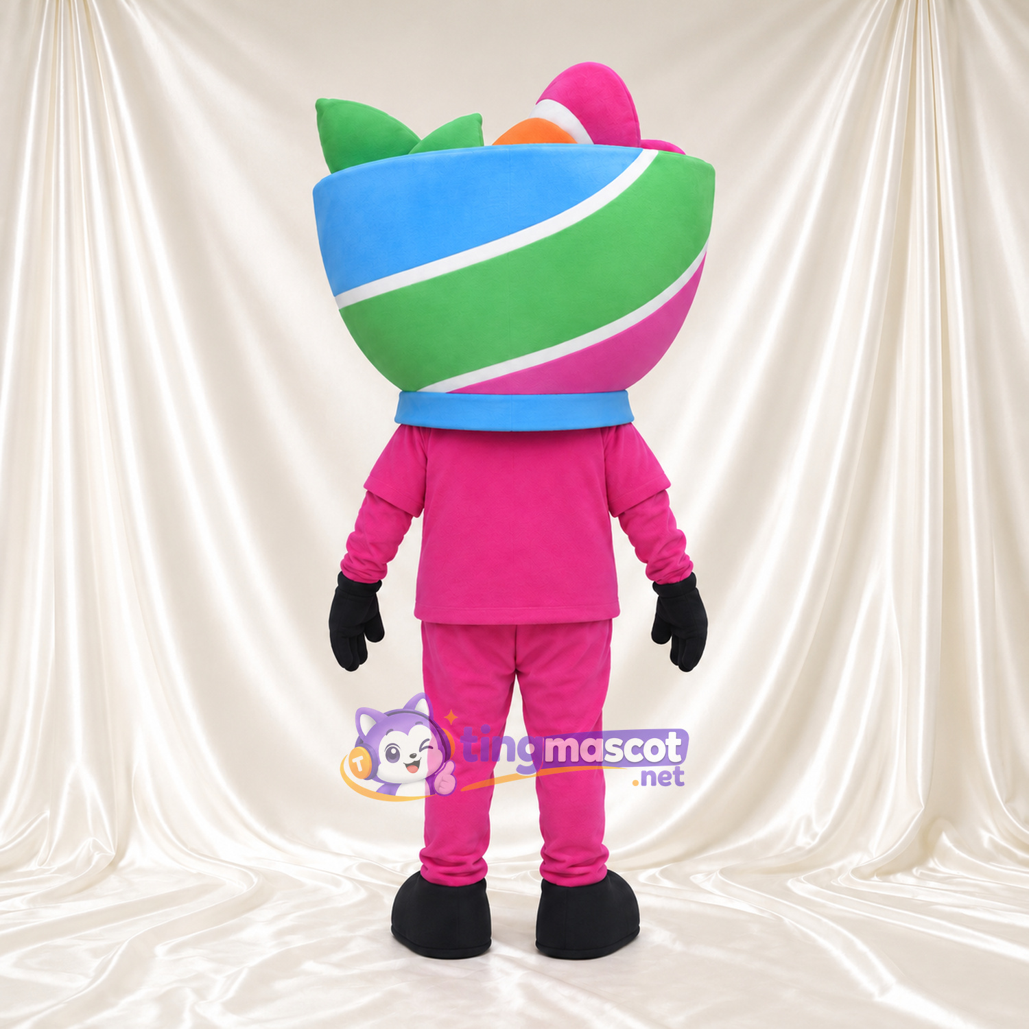 Maskottchenkostüm Schüssel – bunt – Outfit (rosa); Handschuhe (schwarz) Maskottchenkostüm Schüssel – bunt – Outfit (rosa); Handschuhe (schwarz)