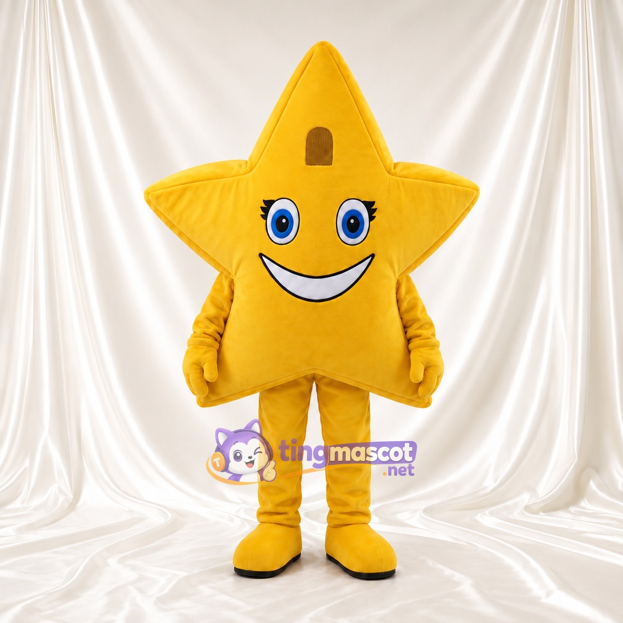 Costume de mascotte Étoile – doré – Yeux (bleu); Membres (jaune) Costume de mascotte Étoile – doré – Yeux (bleu); Membres (jaune)