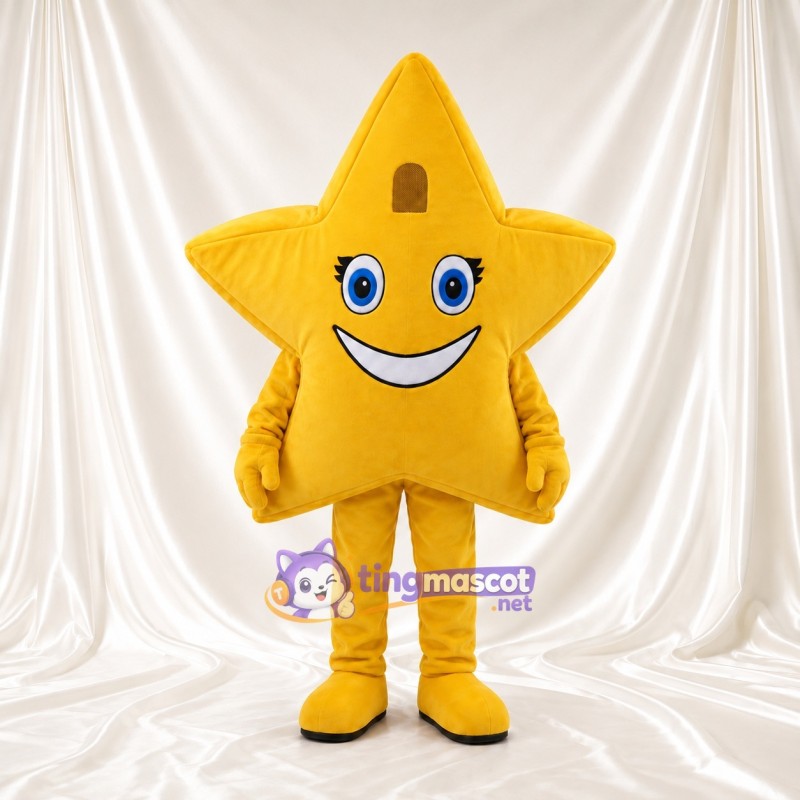 Costume de mascotte Étoile – doré – Yeux (bleu); Membres (jaune) Costume de mascotte Étoile – doré – Yeux (bleu); Membres (jaune)