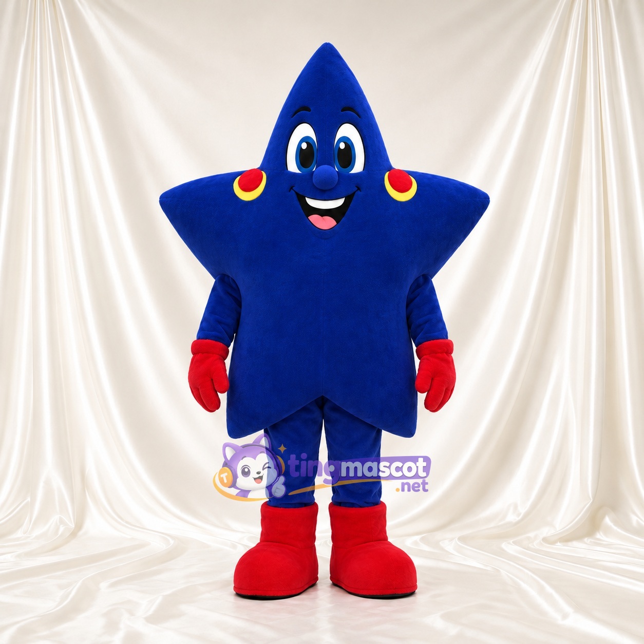 Costume de mascotte Étoile – bleu – Gants (rouge); Bottes (rouge)