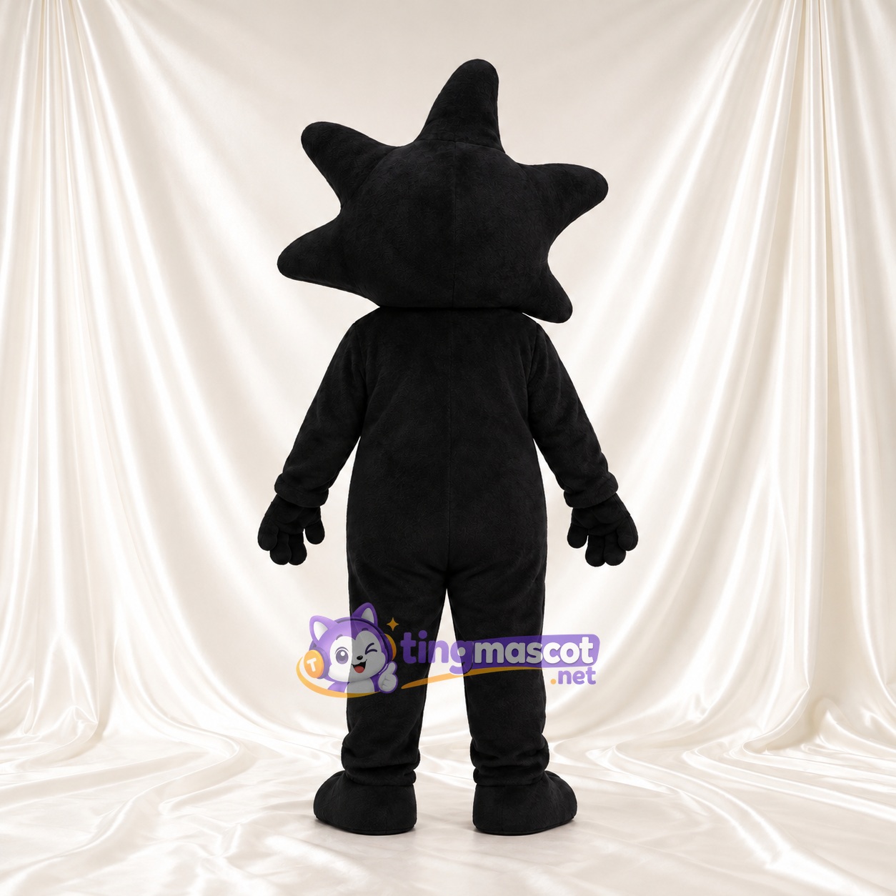 Black Star Character Mascot Costume - Yellow Chest Stars Black Star Character Mascot Costume - Yellow Chest Stars
