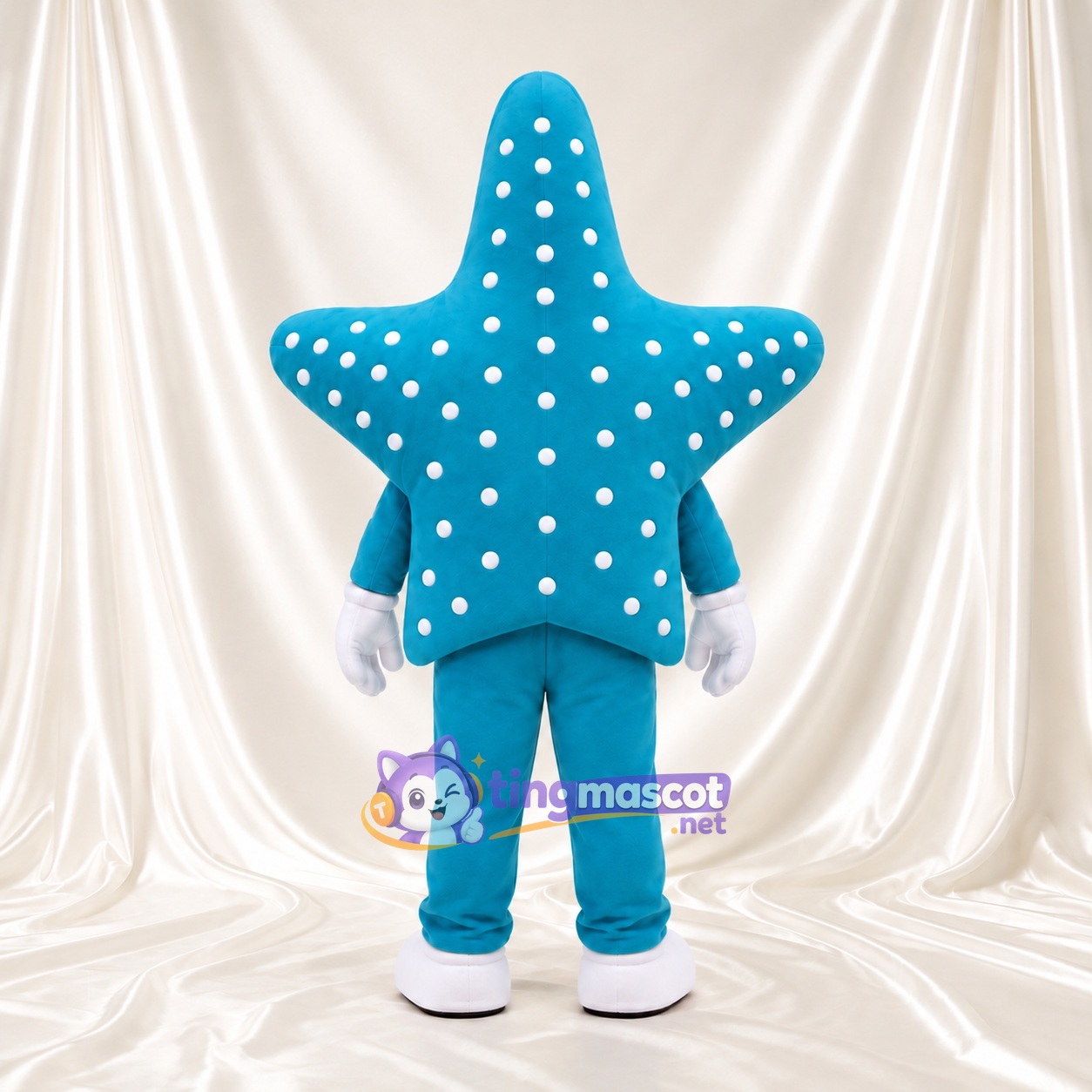 Blue Starfish Mascot Costume - White Spots and White Shoes Blue Starfish Mascot Costume - White Spots and White Shoes