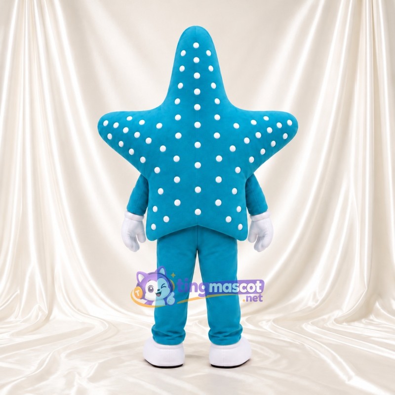 Blue Starfish Mascot Costume - White Spots and White Shoes Blue Starfish Mascot Costume - White Spots and White Shoes
