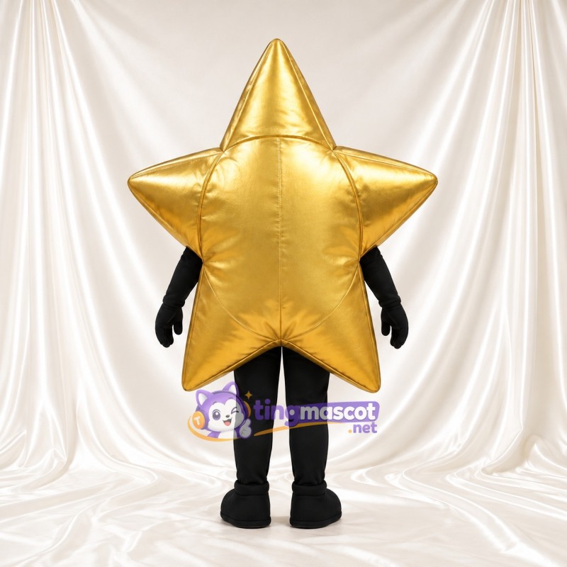 Costume de mascotte Étoile – doré – Visage souriant; Membres (noir) Costume de mascotte Étoile – doré – Visage souriant; Membres (noir)