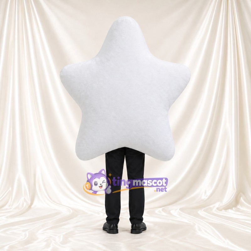 Costume de mascotte Étoile – blanc – Visage souriant; Jambes (noir)