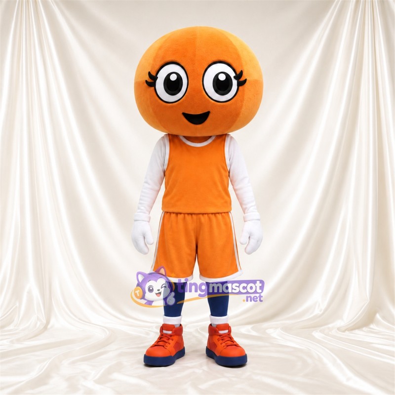 Costume de mascotte Personnage rond – orange – Tenue de basket (orange) Costume de mascotte Personnage rond – orange – Tenue de basket (orange)