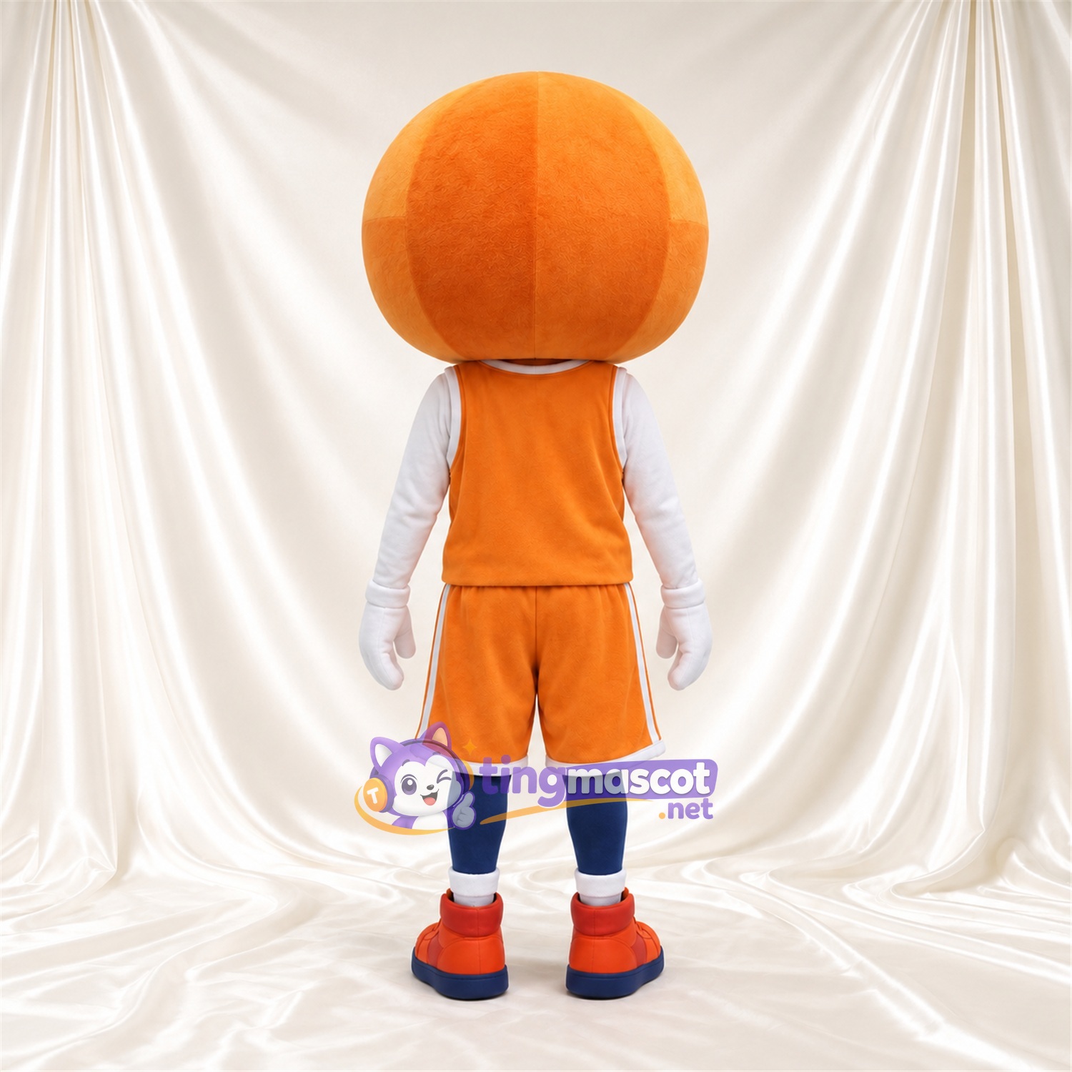 Costume de mascotte Personnage rond – orange – Tenue de basket (orange) Costume de mascotte Personnage rond – orange – Tenue de basket (orange)