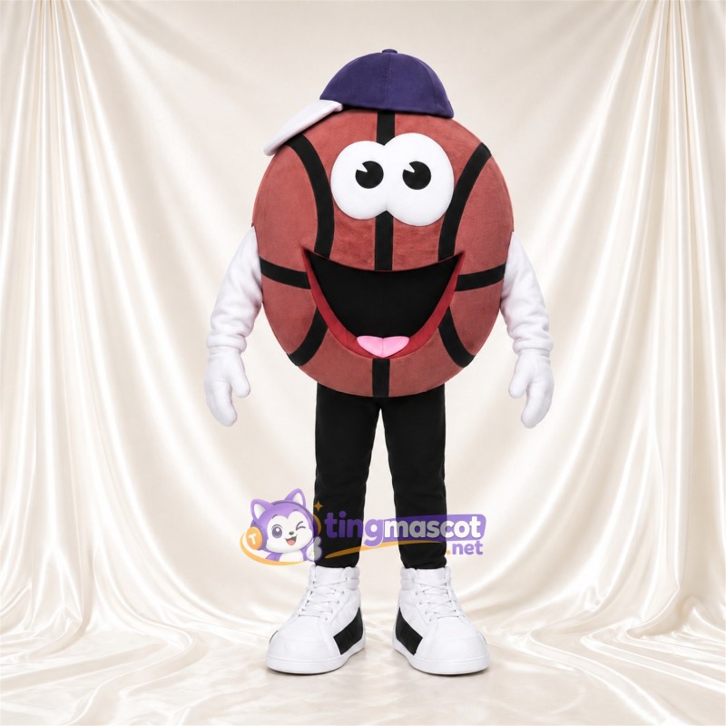 Costume de mascotte Ballon de basket – selon la photo – Casquette (violet); Gants (blanc)