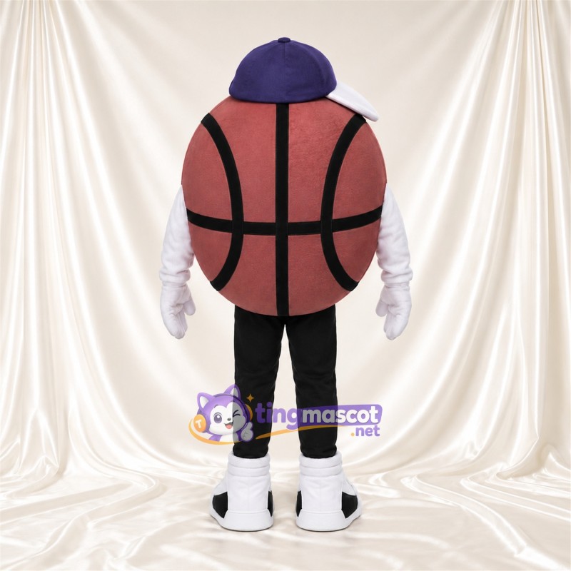 Costume de mascotte Ballon de basket – selon la photo – Casquette (violet); Gants (blanc)