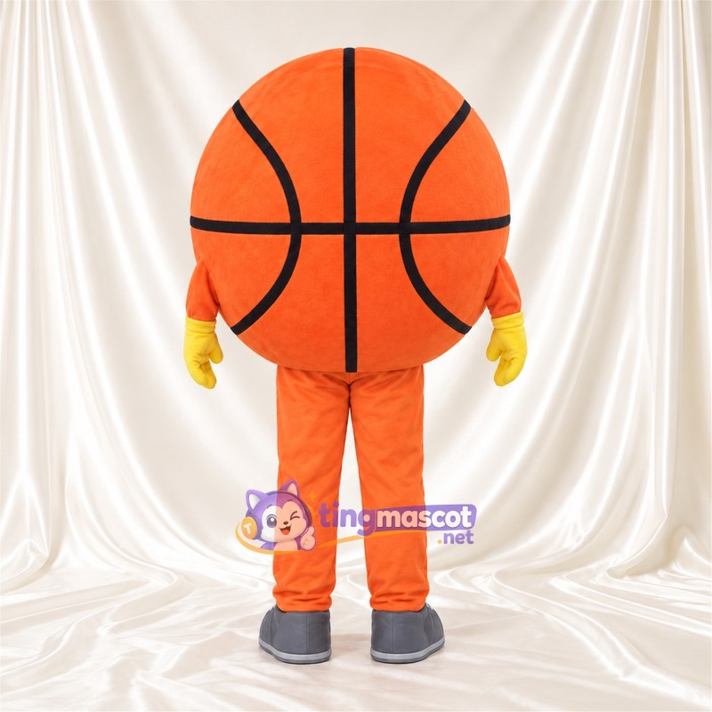 Costume de mascotte Ballon de basket – orange – Gants (jaune); Baskets (gris) Costume de mascotte Ballon de basket – orange – Gants (jaune); Baskets (gris)