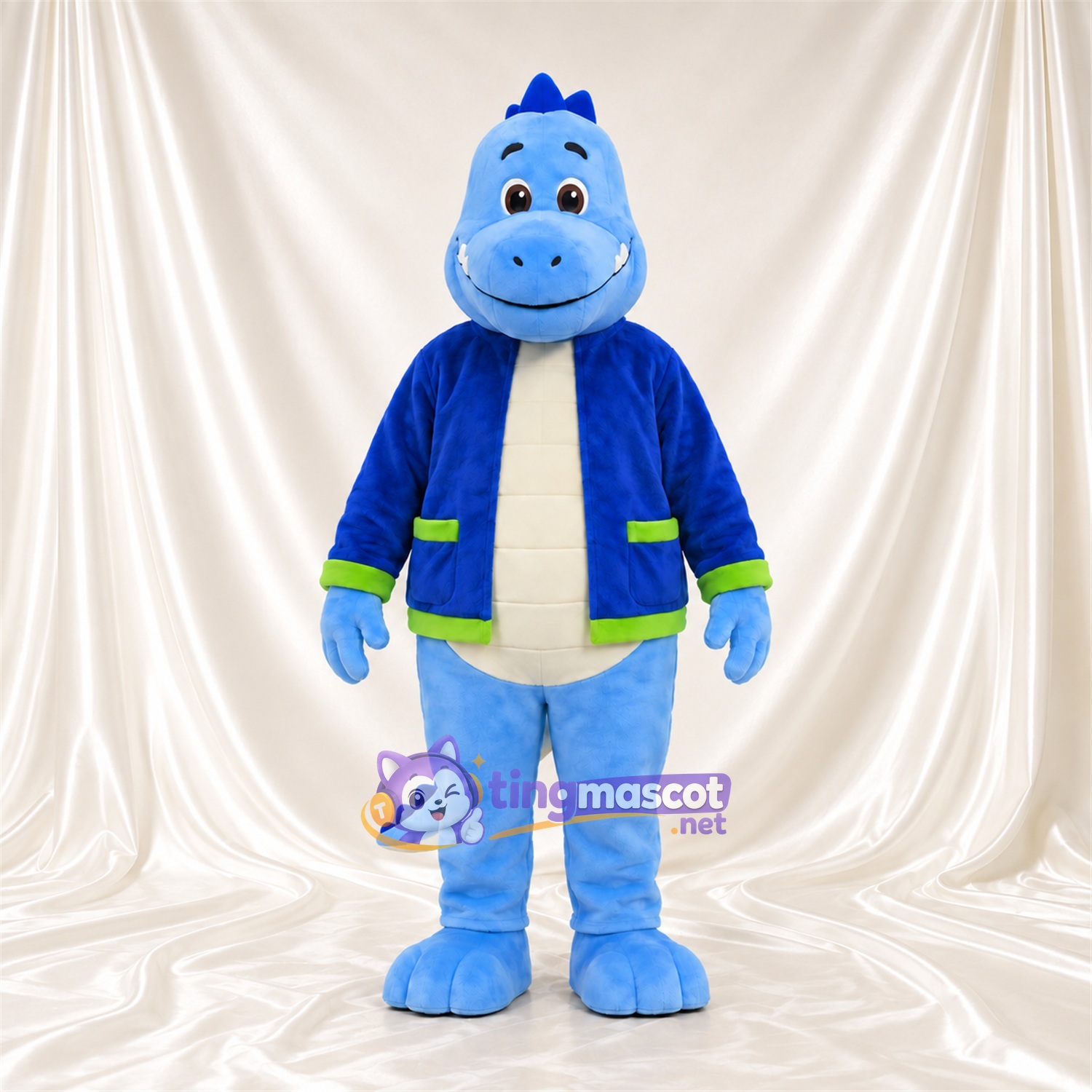 Blue Dinosaur Mascot Costume - Blue Jacket with Green Trim Blue Dinosaur Mascot Costume - Blue Jacket with Green Trim