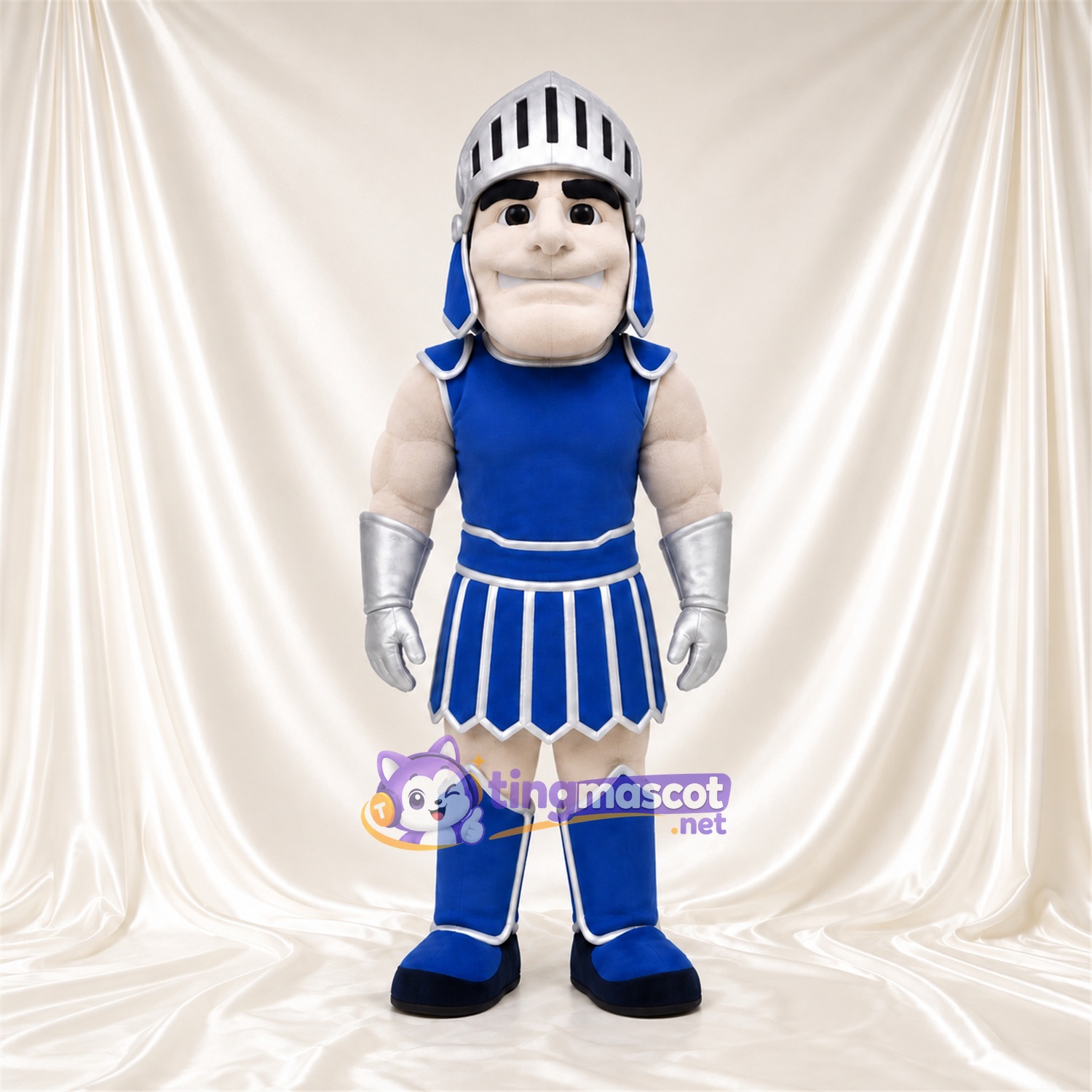 Costume de mascotte Guerrier romain – selon la photo – Armure (bleu); Casque (argenté) Costume de mascotte Guerrier romain – selon la photo – Armure (bleu); Casque (argenté)