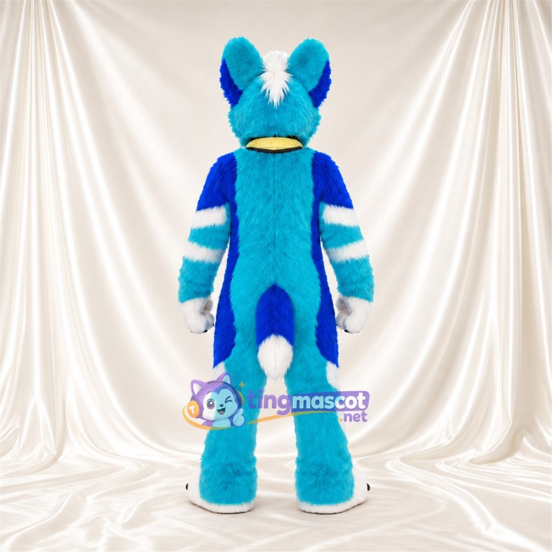 Costume de mascotte Renard – bleu – Bandana (jaune) Costume de mascotte Renard – bleu – Bandana (jaune)