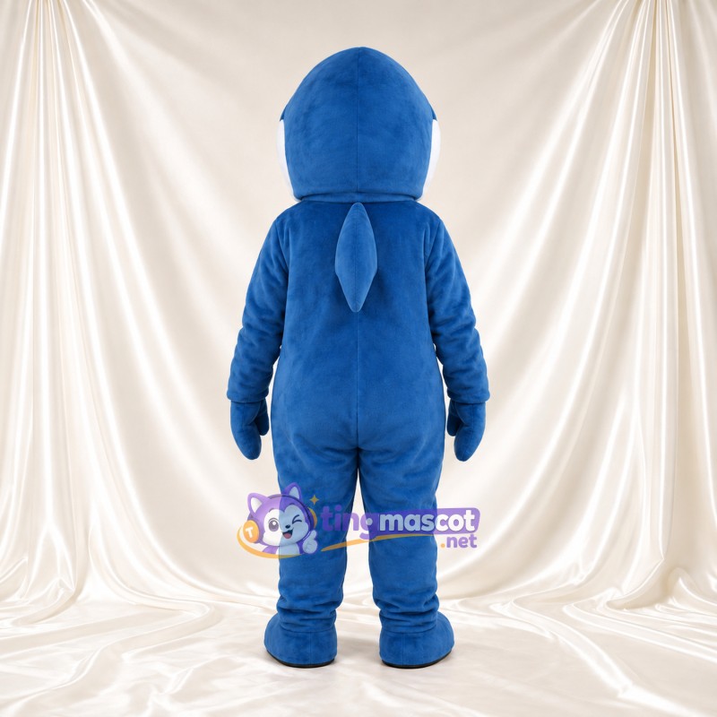Costume de mascotte Requin – bleu – Ventre (blanc); Sourire avec dents Costume de mascotte Requin – bleu – Ventre (blanc); Sourire avec dents