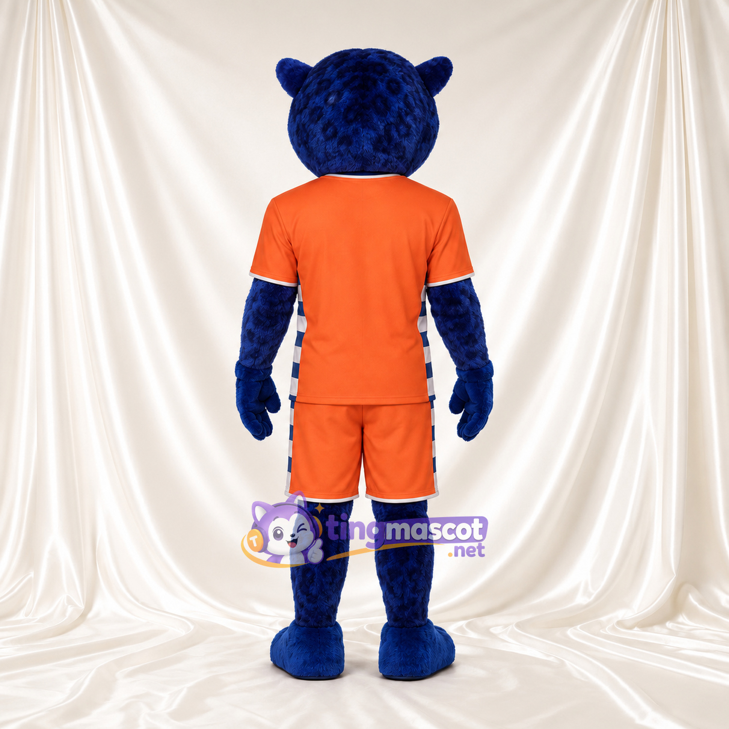 Costume de mascotte Panthère – bleu – Tenue de sport (orange) Costume de mascotte Panthère – bleu – Tenue de sport (orange)