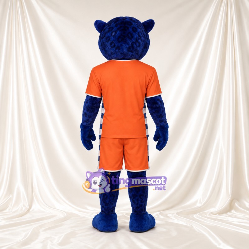Costume de mascotte Panthère – bleu – Tenue de sport (orange) Costume de mascotte Panthère – bleu – Tenue de sport (orange)