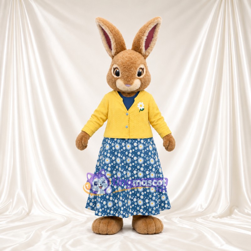 Costume de mascotte Mrs. Rabbit – selon la photo – Jupe (jaune, bleu, fleuri) Costume de mascotte Mrs. Rabbit – selon la photo – Jupe (jaune, bleu, fleuri)