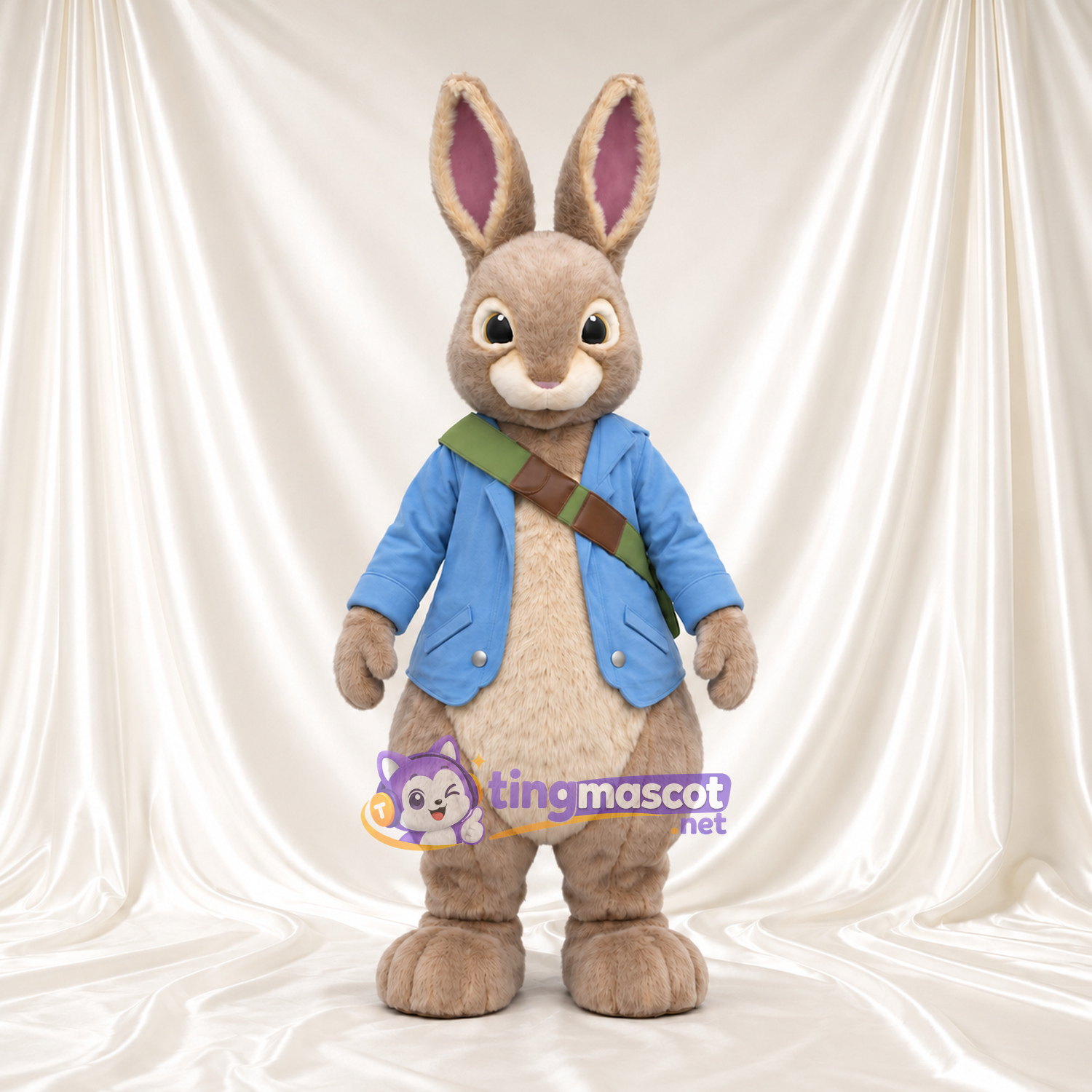 Costume de mascotte Peter Rabbit – selon la photo – Veste (bleu); Bandoulière (vert, marron) Costume de mascotte Peter Rabbit – selon la photo – Veste (bleu); Bandoulière (vert, marron)