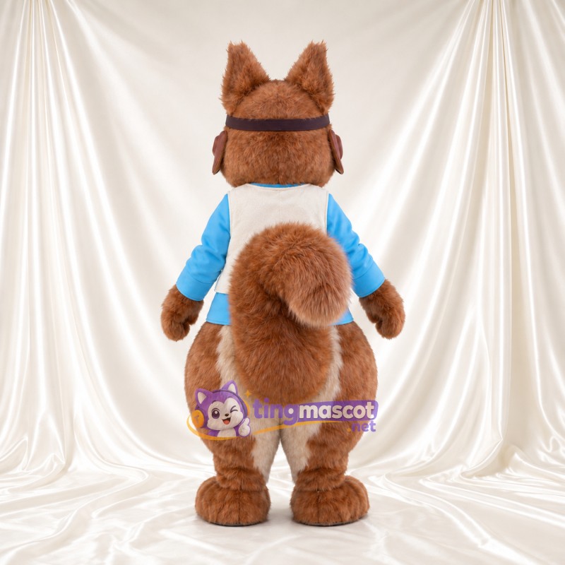 Maskottchenkostüm Squirrel Nutkin – wie abgebildet – Hemd (blau); Schutzbrille Maskottchenkostüm Squirrel Nutkin – wie abgebildet – Hemd (blau); Schutzbrille