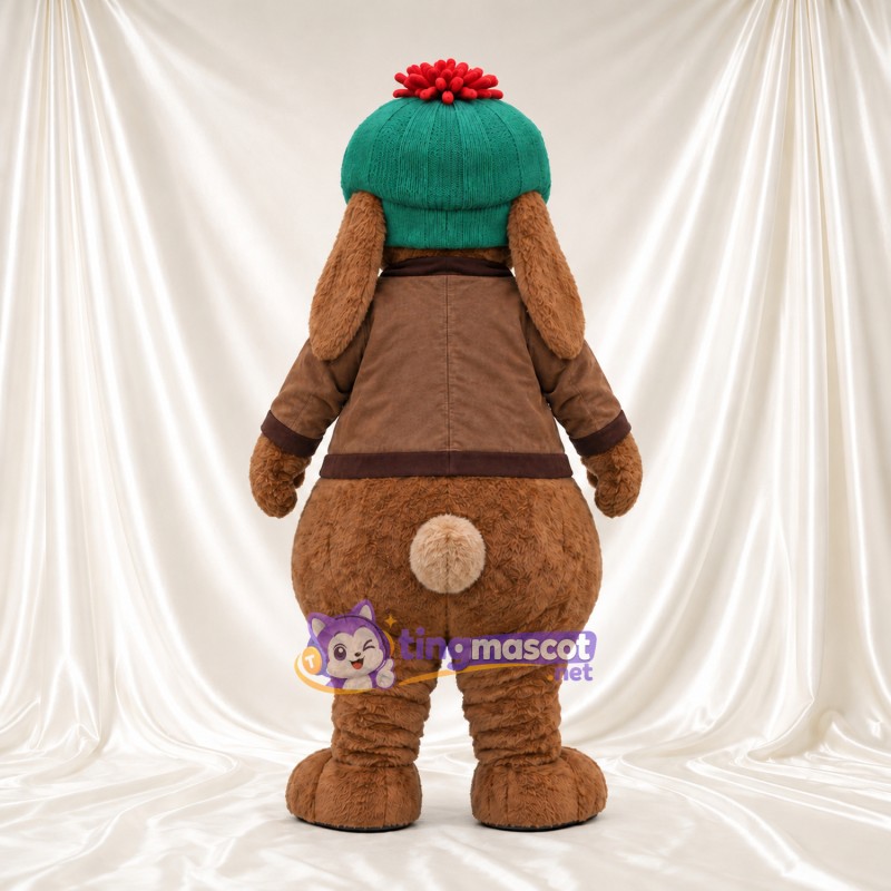 Benjamin Bunny Mascot Costume - Green Earflap Hat and Brown Jacket Benjamin Bunny Mascot Costume - Green Earflap Hat and Brown Jacket
